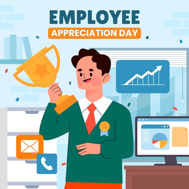 Flat employee appreciation day illustration