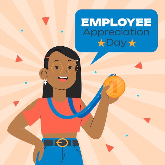 Flat employee appreciation day illustration