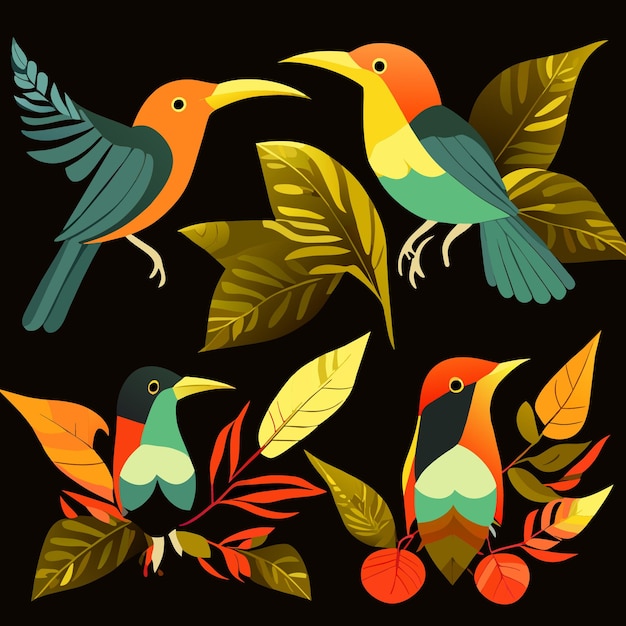 Premium Vector | Flat eps birds in nature