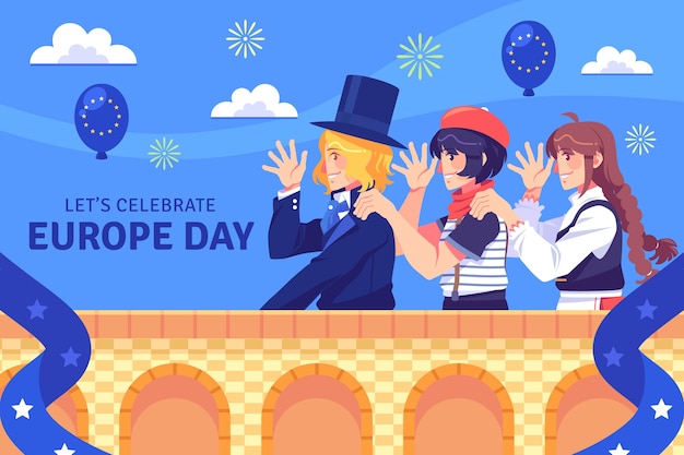 Vector flat europe day celebration background