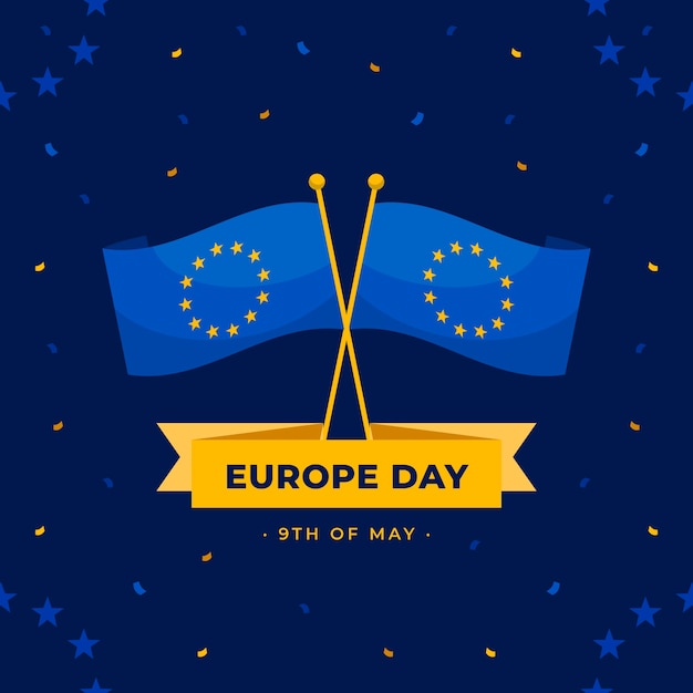 Flat europe day illustration