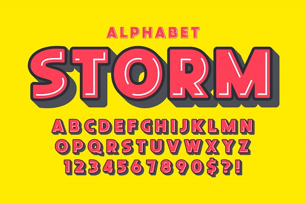 Flat extra bold bubble comical type, colorful alphabet