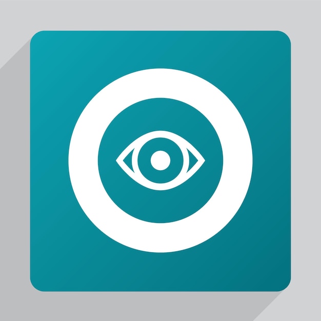 Vector flat eye icon, white on green background