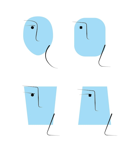 Flat faces in art style Minimalism