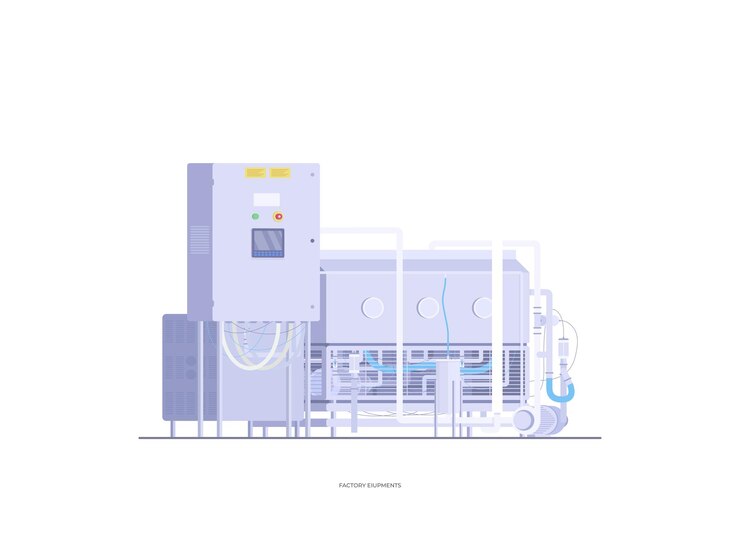 Vector flat factory machine in food factory in vector