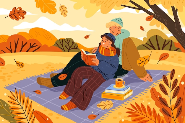 Flat fall season illustration