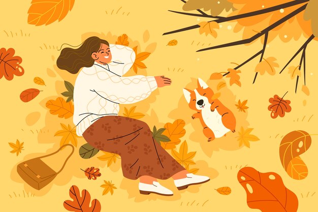 Vector flat fall season illustration