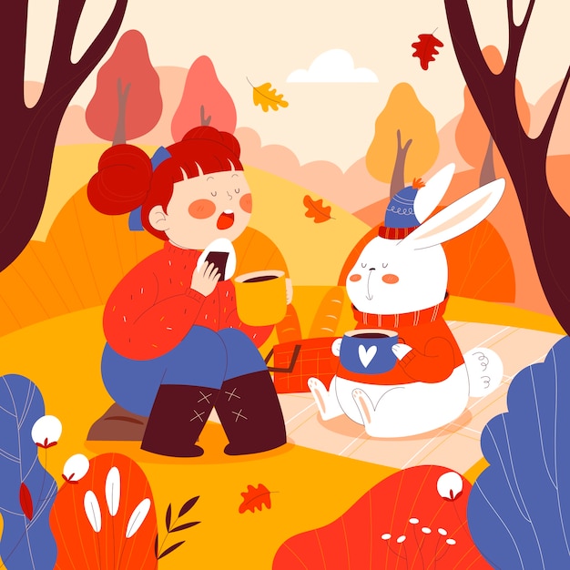 Vector flat fall season illustration