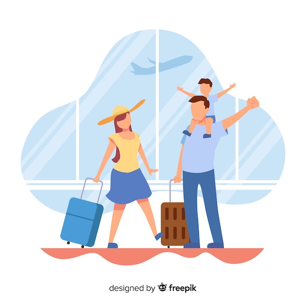 Vector flat family traveling background