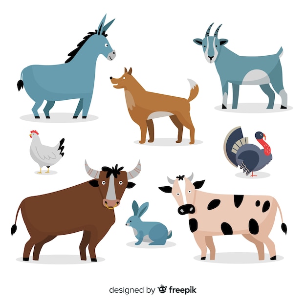 Плоская коллекция сельскохозяйственных животных