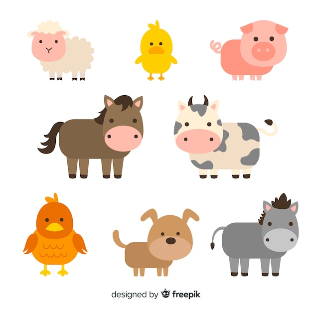 Flat farm animal collection