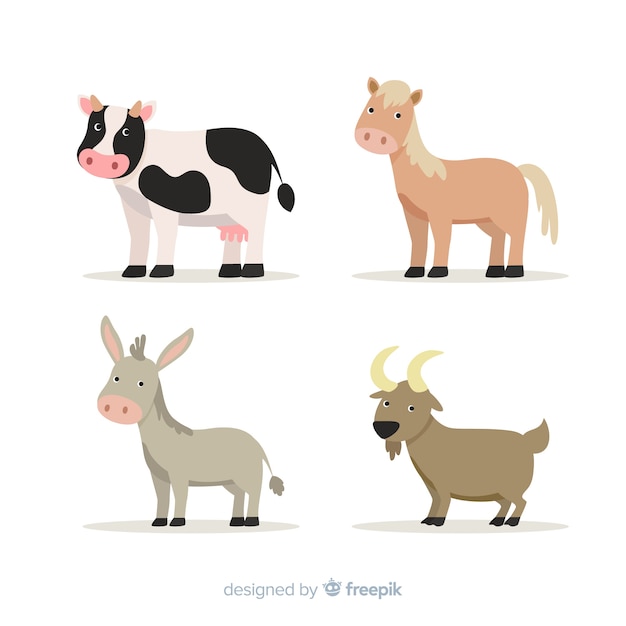 Vector flat farm animal collection