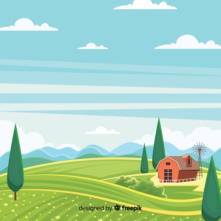 Vector フラットファーム風景の背景