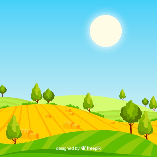 Vector flat farm landscape