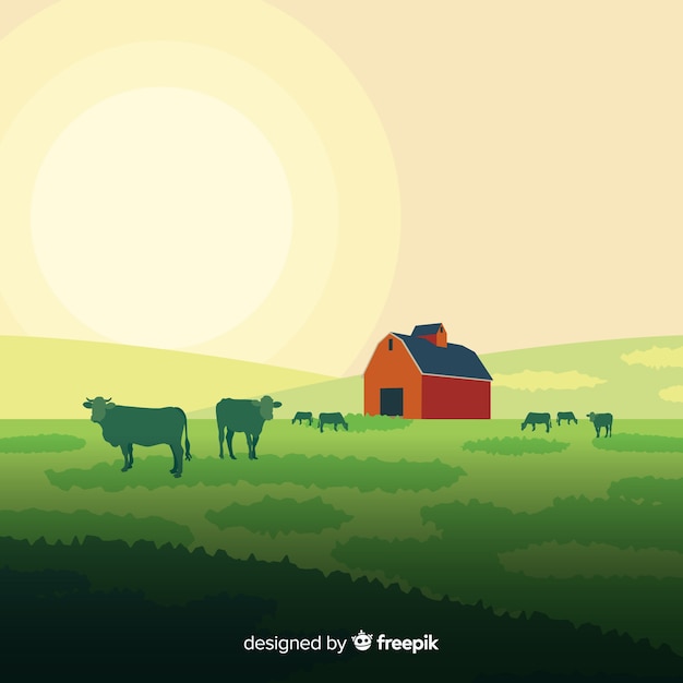 Vector flat farm landscape