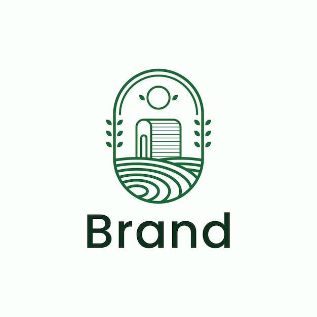 Плоский логотип линии фермы бесплатные векторы