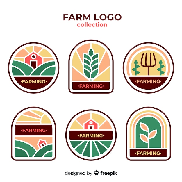 Flat farm logo collection