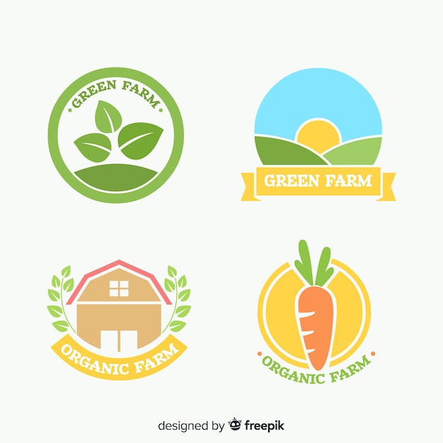 Flat farm logo collection