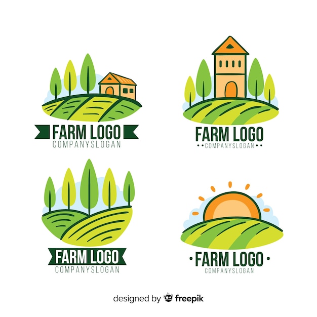 Flat farm logo collection