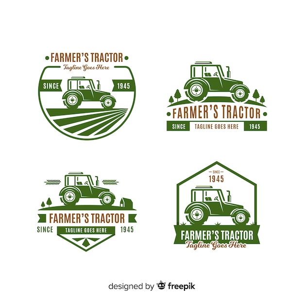 Flat farm logo collection