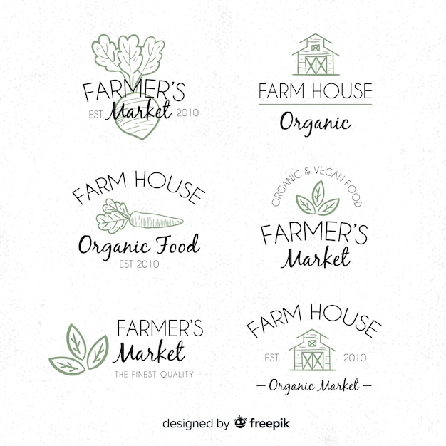 Vector flat farm logo collection