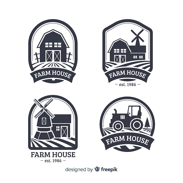 Flat farm logo collection