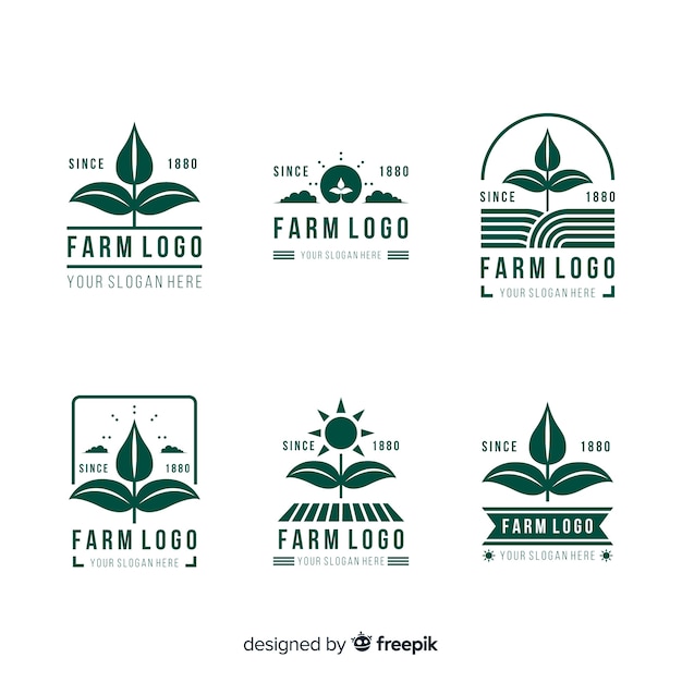 Flat farm logo collection