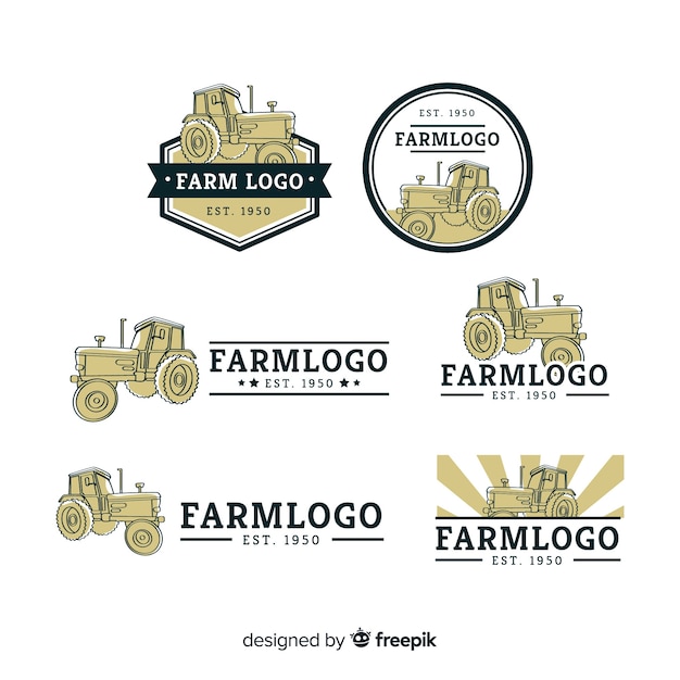 Flat farm logo collection