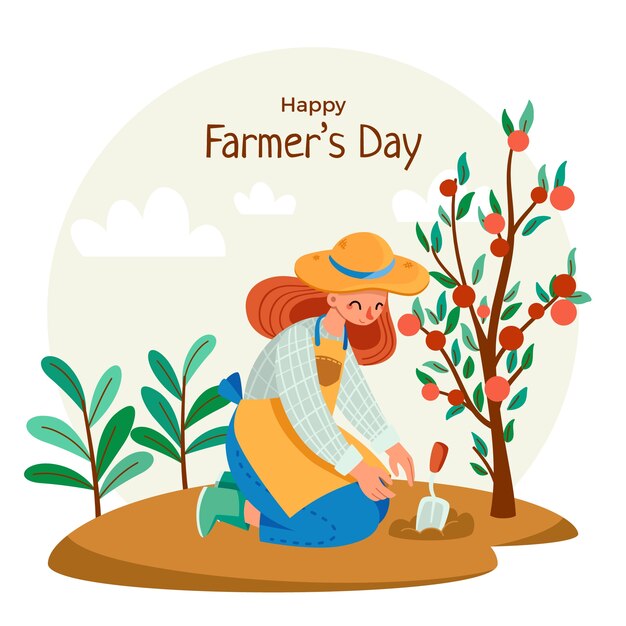 Vector flat farmer's day celebration illustration