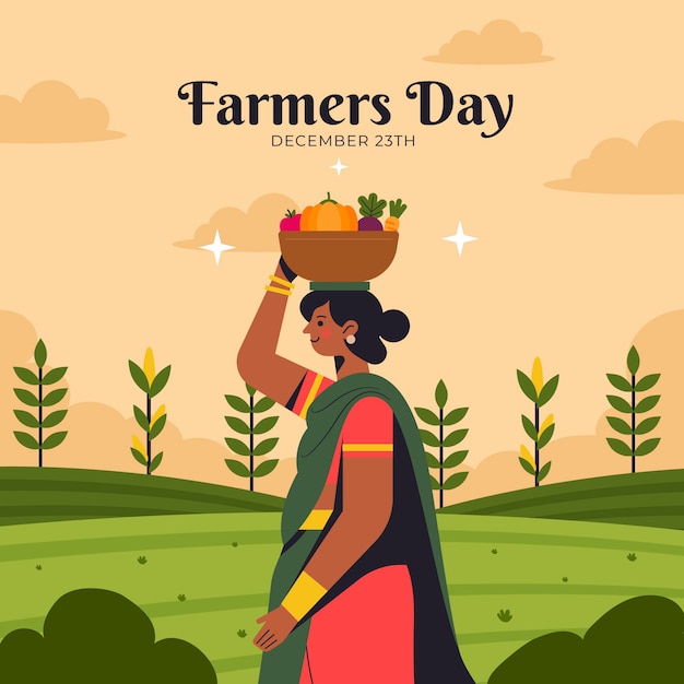 Vector flat farmer's day celebration illustration