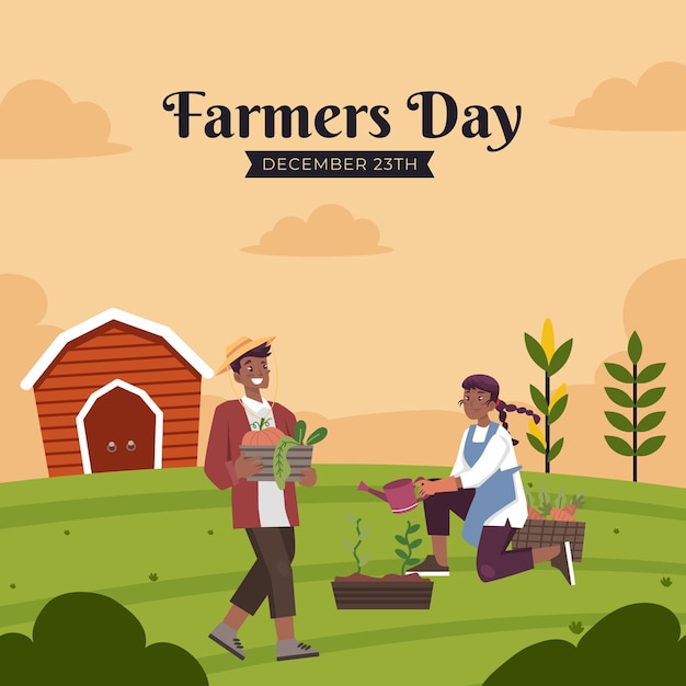 Flat farmers day celebration illustration