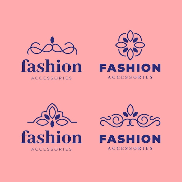 Vettore collezione di logo accessori moda piatta