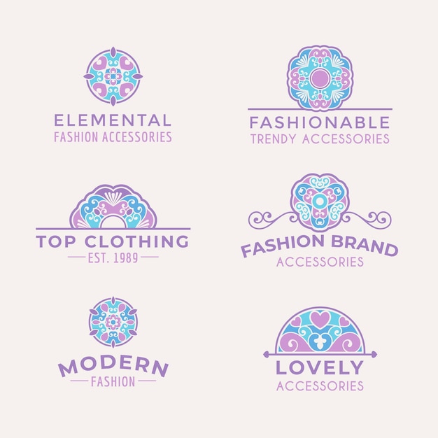 Vector flat fashion accessories logo collection