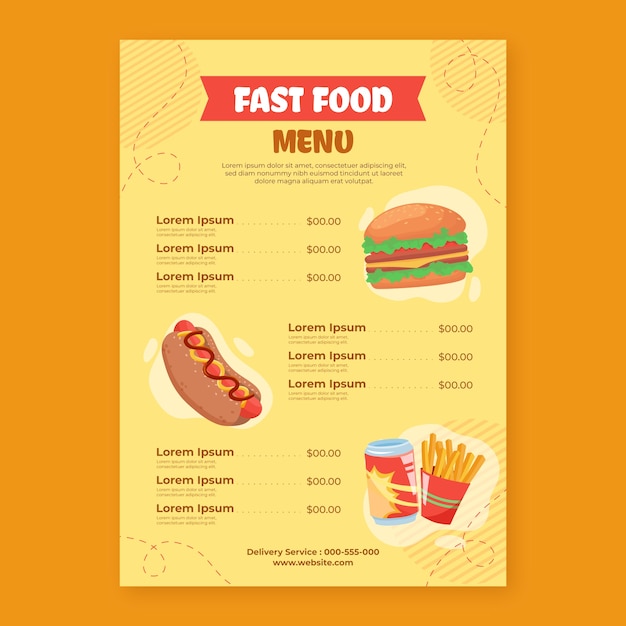 Flat Fast Food Menu Template