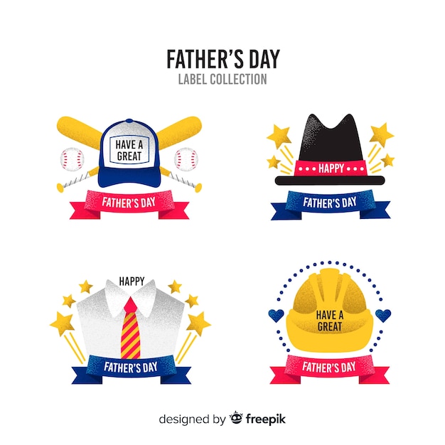 Collezione di badge per la festa del papà piatto