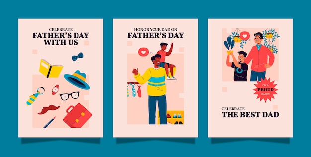flat father's day greeting cards collection