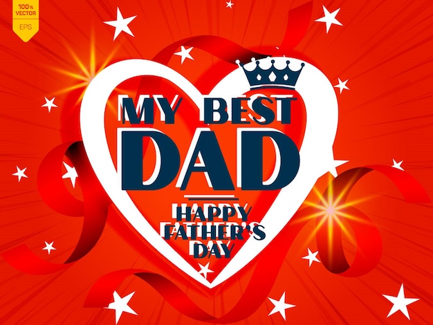 Flat father's day illustration Happy father's day greeting card design with dotted bow tie and typo