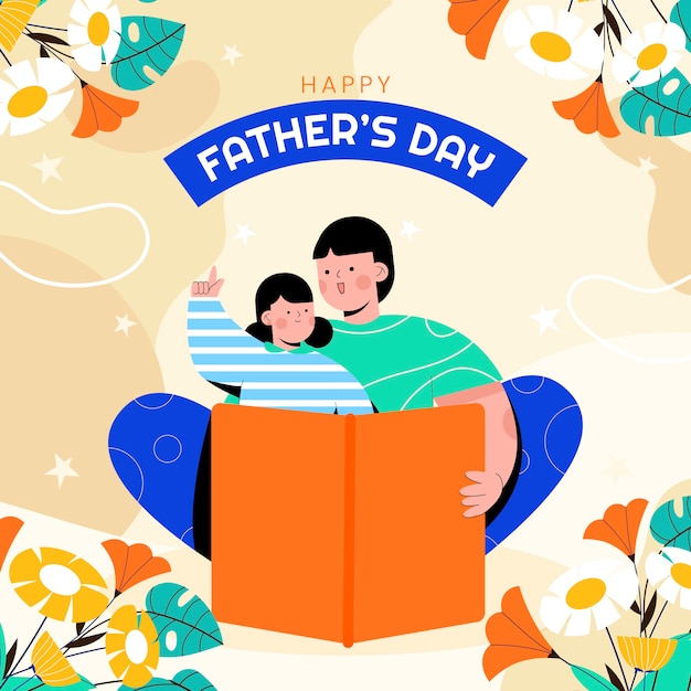 Flat father's day illustration