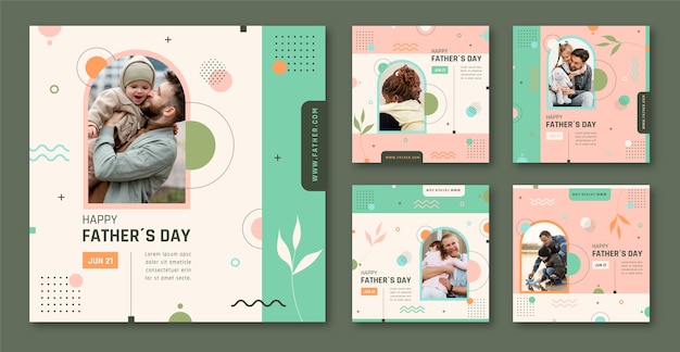 ベクトル フラット父の日instagramの投稿コレクション