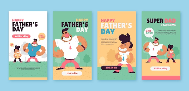 Flat father's day instagram stories collection