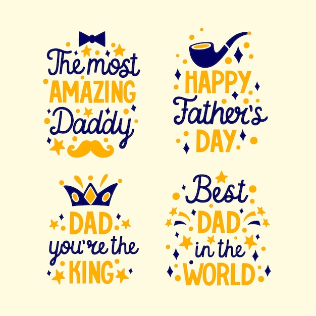 Flat father's day lettering collection