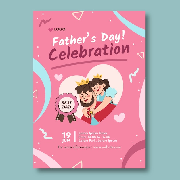 Vector flat father's day poster template