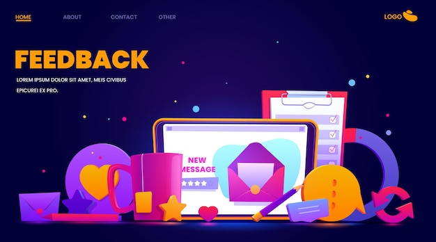 Vector flat feedback landing page