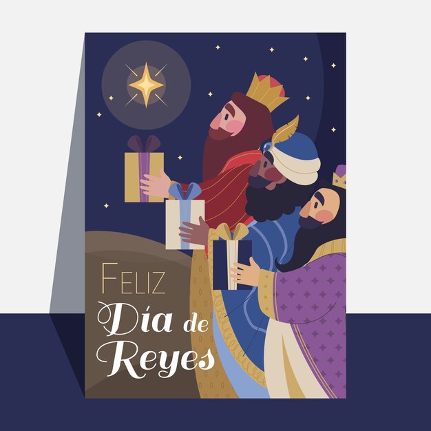 Modello di biglietto di auguri piatto feliz dia de reyes