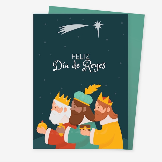 Modello di biglietto di auguri piatto feliz navidad reyes magos