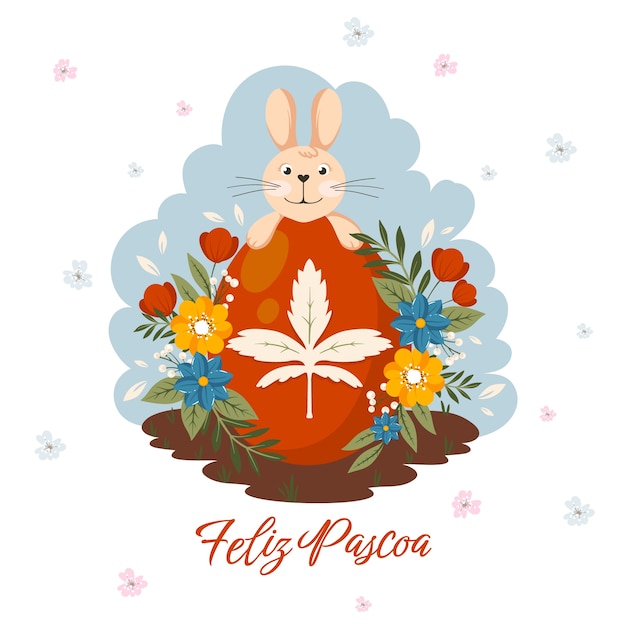 Vector flat feliz pascoa illustration