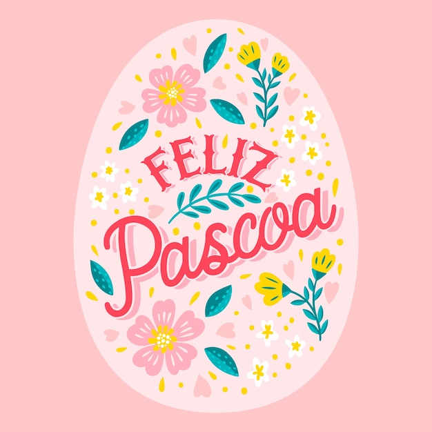 Плоская иллюстрация feliz pascoa