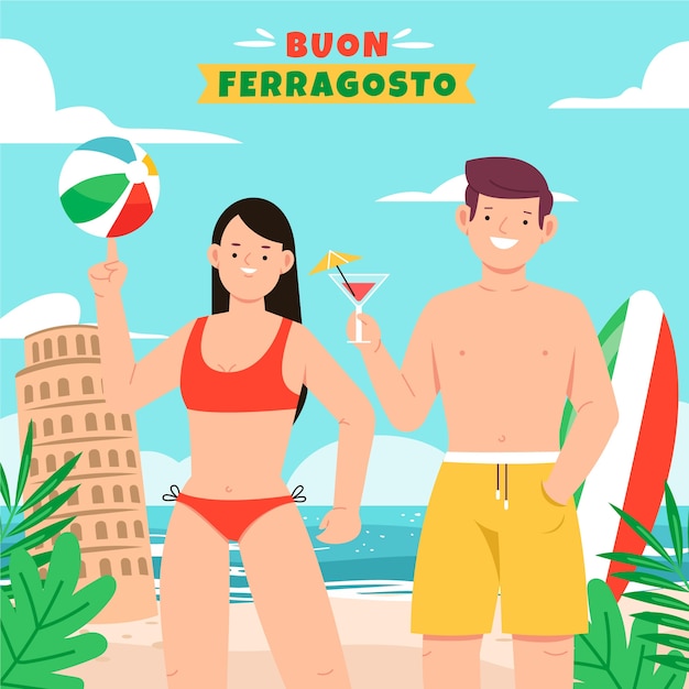 Vettore illustrazione piatta ferragosto