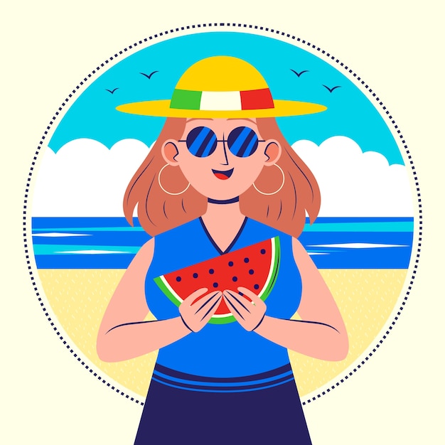 flat ferragosto illustration