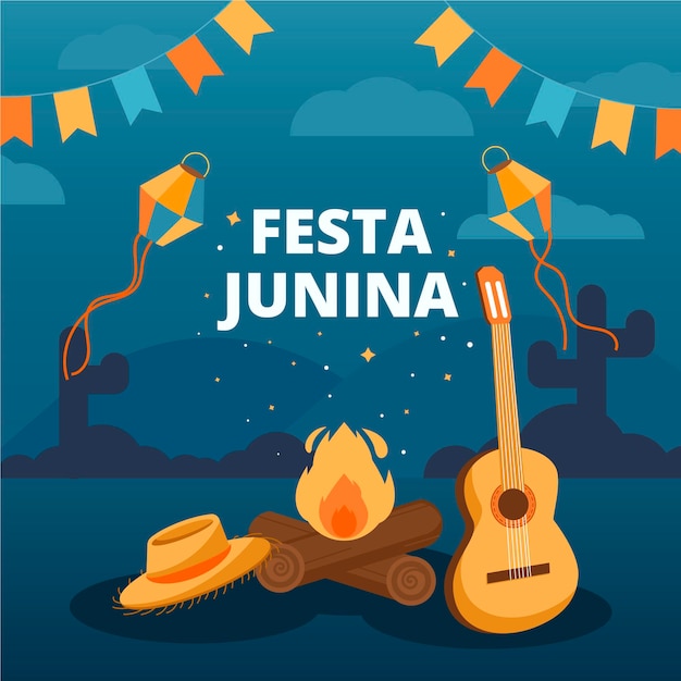 flat festa junina illustration